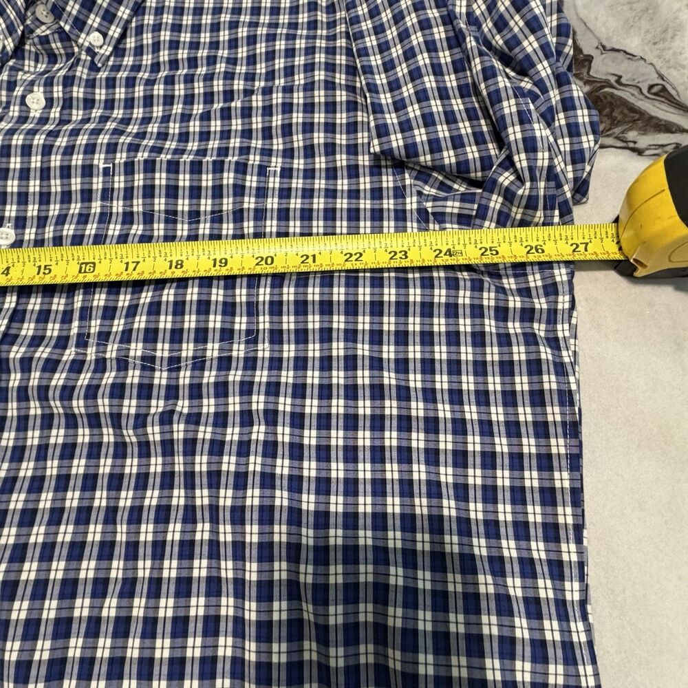 L.L. Bean Men's XL Slightly Fitted Gingham Button Down Shirt Navy Blue White EUC - Picture 8 of 10